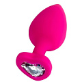 Розовая анальная втулка с прозрачным кристаллом ToyFa Diamond Heart 357027 (9,5 см)
