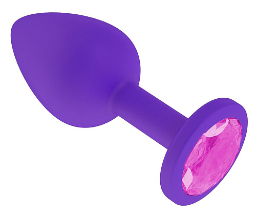 Фиолетовая силиконовая пробка с розовым кристаллом Сумерки богов 519-06 pink-DD (7,3 см)