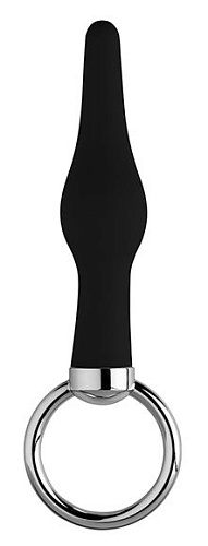 Чёрная коническая анальная пробка с кольцом NMC 111801 (9 см)