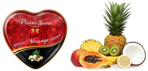 Массажная свеча с ароматом экзотических фруктов Plaisir Secret Bougie Massage Candle 826067