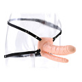 Полый страпон тедесного цвета с двумя стволами Pipedream 6  Double Penetrator Hollow Strap-On PD3384-21