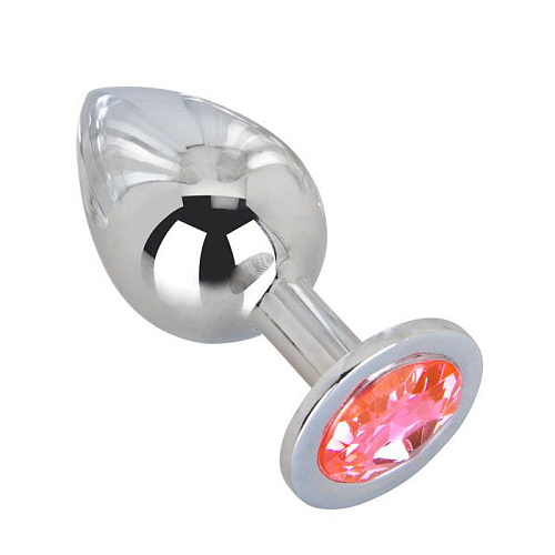 Большой стальной плаг с розовым кристаллом Erotic Fantasy Pink Bubble Gum EF-HM-015 (9,5 см)