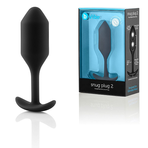 Чёрная пробка для ношения b-Vibe Snug Plug 2 BV-008-BLK (11,4 см)