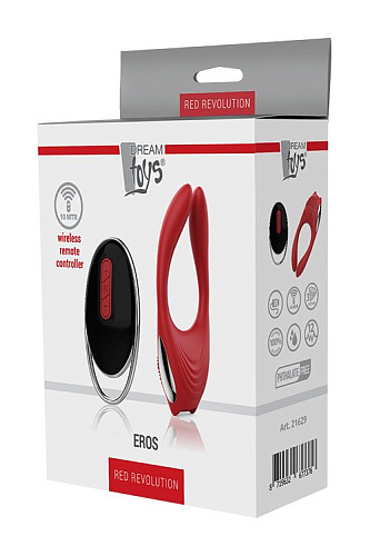 Красное эрекционное кольцо с пультом ДУ Dream Toys EROS 21629