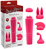 Розовый вибромассажёр с 4 насадками Chisa Quadruple Sweet CN-100652166