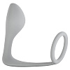 Серое эрекционное кольцо с анальной пробкой Lola toys Button Anal Plug 4216-02Lola