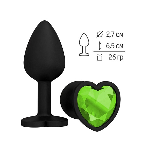 Чёрная силиконовая пробка с салатовым кристаллом Сумерки богов 508-12 LIME-DD (7,3 см)