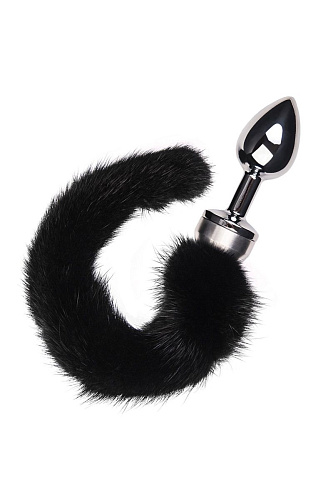 Маленькая анальная втулка с чёрным хвостом ToyFa 712021 (8,5 см)