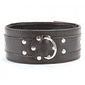 Широкий черный ошейник из мягкой кожи БДСМ арсенал 55029