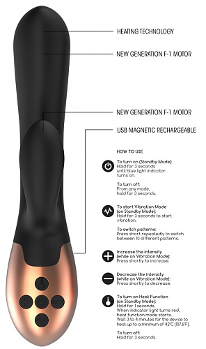 Чёрный вибратор с подогревом Shots Media BV Exquisite ELE002BLK (20,5 см)