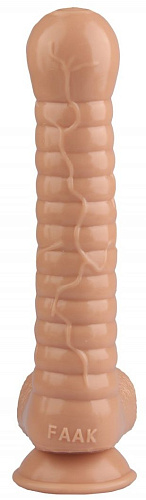 Телесный рельефный фаллоимитатор с мошонкой Сумерки богов 1016-79 BX DD (27,5 см)