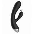Чёрный вибратор с электростимуляцией Shots Media BV E-Stimulation Rabbit Vibrator ELC001BLK (19 см)