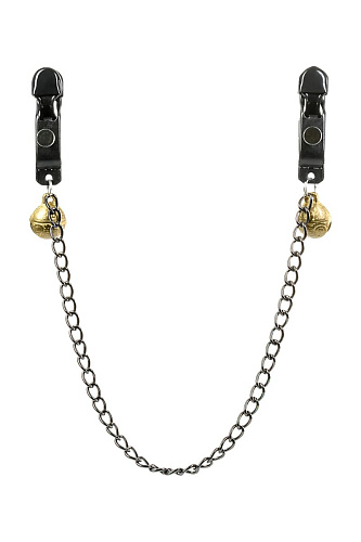 Чёрные зажимы для сосков с цепочкой ToyFa Theatre 705002