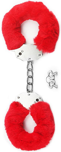 Наручники в красной меховой опушке Lovetoy LV1501 red