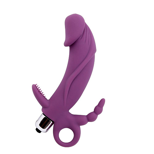 Фиолетовый вибратор для тройной стимуляции Chisa 330704261 (14,7 см)