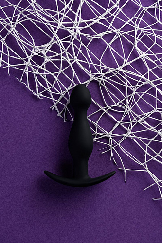 Чёрная силиконовая анальная пробка с ограничителем A-toys 761316 (11,5 см)