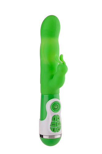 Зелёный вибратор с клиторальным стимулятором NMC INSTYLE DUO VIBRATOR 5.5INCH 111697 (14 см)