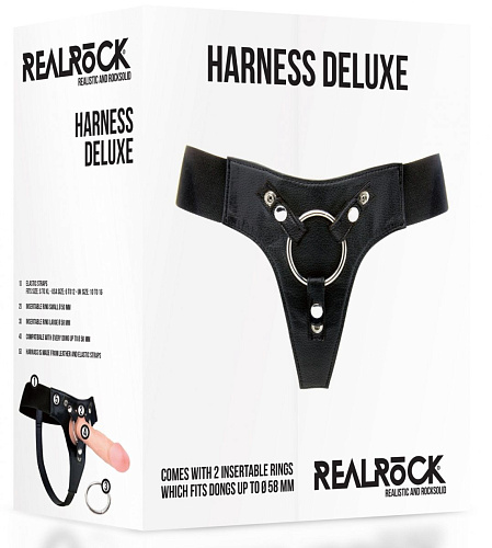 Чёрные трусики для страпона Shots Media BV Harness Deluxe O-ring REA047