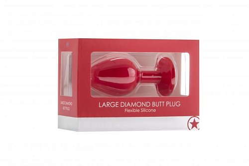 Большая красная анальная пробка Shots Media BV OUCH! Large Diamond Butt Plug с кристаллом OU182RED (8 см)