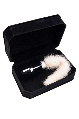 Малая анальная втулка с белым хвостом ToyFa 712022 (8,5 см)