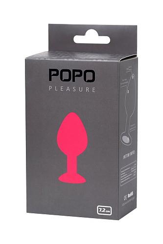 Розовая коническая анальная пробка с прозрачным кристаллом POPO Pleasure 731338 (7,2 см)
