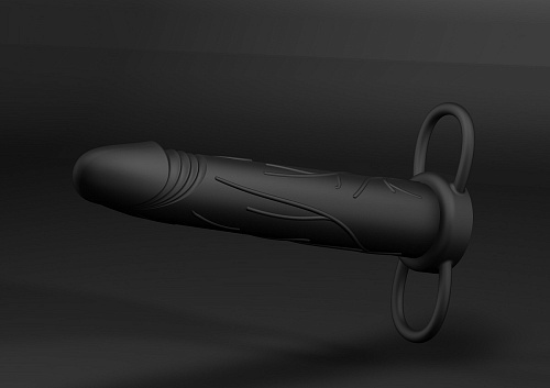 Чёрная насадка на пенис Shots Media BV Realistic Treasure OU058BLK