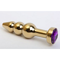 Золотистая анальная ёлочка с фиолетовым кристаллом 4sexdreaM 47436-5 (11,2 см)