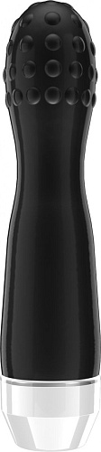 Чёрный вибратор с покрытой шишечками головкой Shots Media BV Lowri LOV006BLK (15 см)