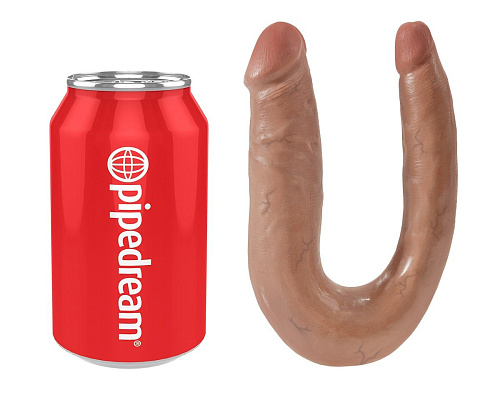 Двусторонний фаллоимитатор-мулат кофейного цвета Pipedream U-Shaped Small Double Trouble PD5513-22 (33,5 см)