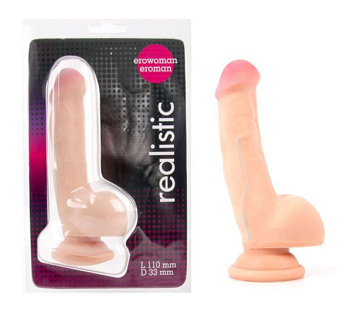 Телесный фаллоимитатор телесного цвета из киберкожи Bior toys EE-10229 (11 см)