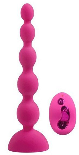 Розовый анальный вибростимулятор с пультом ДУ Howells Anal Beads L 189024pink (21,5 см)