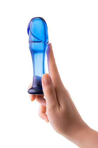 Голубая стеклянная анальная втулка Sexus 912186 (13 см)