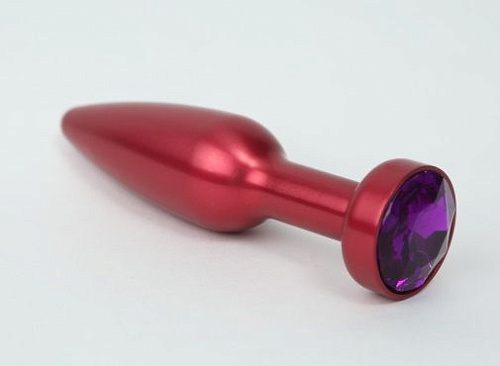 Большая красная анальная пробка с фиолетовым стразом 4sexdreaM 47199-6 (11,2 см)