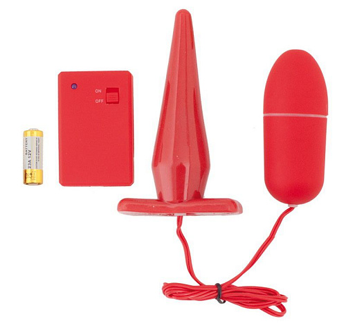 Красный вибронабор с пультом дистанционного управления ToyFa 901311-9