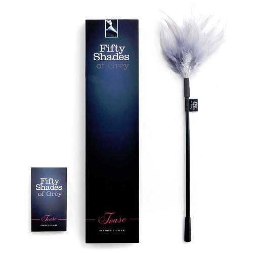 Серебристый cтек с перьями Fifty Shades of Grey Feather Tickler FS-40183 (37 см)