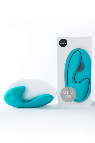 Бирюзовый вибратор с клиторальным стимулятором Sense Max SVT (16 см)