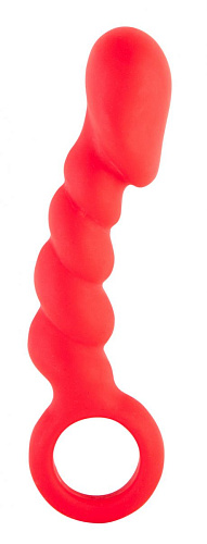 Красная рельефная анальная втулка ToyFa 901343-9 (10 см)