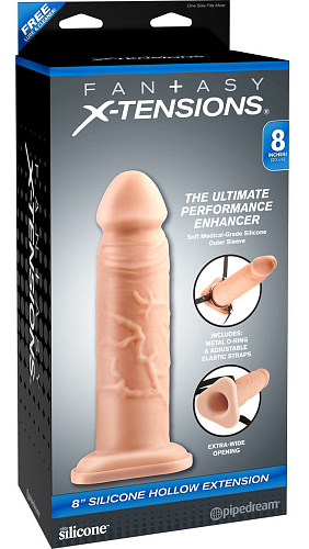 Телесный реалистичный фаллоимитатор с полостью Pipedream Silicone Hollow Extension PD4127-21