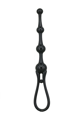 Чёрная анальная цепочка с петлёй Seven Creations 18-49BLK (19 см)