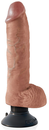 Кофейный вибромассажёр Pipedream 10 Vibrating Cock with Balls PD5410-22 (25,4 см)