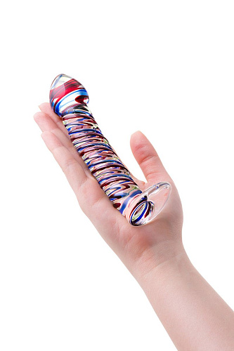 Стеклянный разноцветный фаллос с разноцветными спиралями Sexus 912046