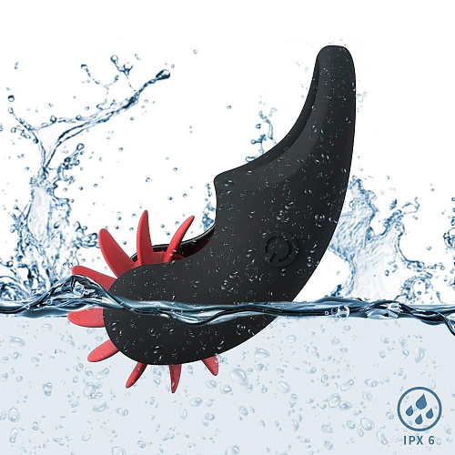 Чёрное эрекционное кольцо с движущимися лепестками Otouch KISS C001