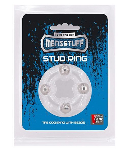 Прозрачное эрекционное кольцо с 4 бусинами Dream Toys MENZSTUFF STUD RING CLEAR 21180