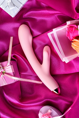 Розовый вибромассажёр со стимулятором клитора Eromantica MERYL 230205 (22,5 см)