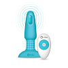 Голубая вибропробка с ротацией шариков b-Vibe RIMMING REMOTE CONTROL PLUG TEAL BV-001-TL (12 см)