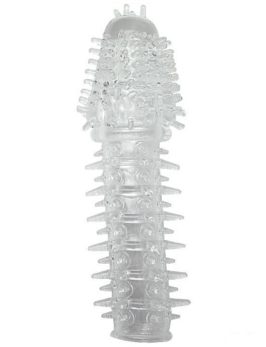 Прозрачная гелевая насадка с шипами Eroticon 30264 (14 см)