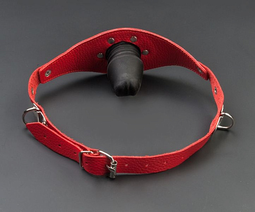 Красный кожаный кляп с фаллосом Sitabella 3099-2