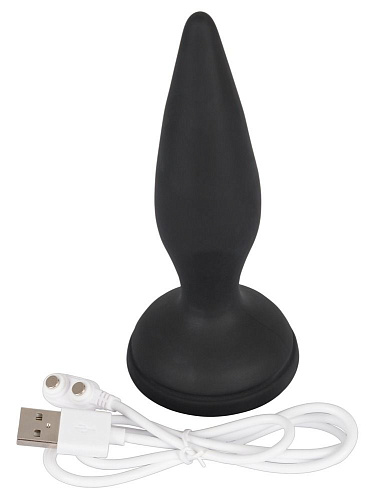 Чёрная вибропробка Orion Vibro-Butt Plug with a Suction Cup 0588636 (13,6 см)