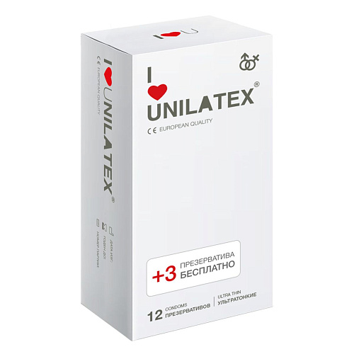 Ультратонкие презервативы Unilatex Ultra Thin №12 + №3 (12 шт + 3 шт)