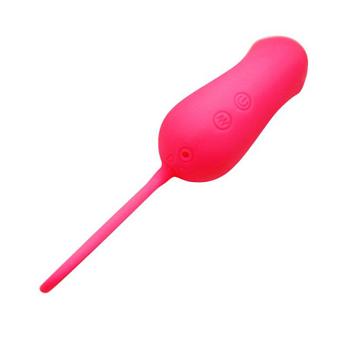 Розовый вибромассажёр с петелькой для извлечения Baile Carey BI-014238